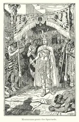 Montezuma salue les Espagnols (gravure)