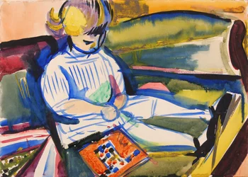 Enfant sur un canapé, vers 1914-1918