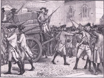Troupes escortant le papier timbré à l