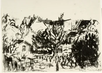 Vue sur les jardins et les maisons