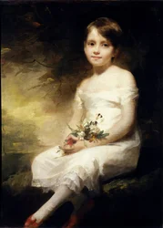 Portrait de Nancy Graham ou petite fille tenant des fleurs, peinture de Henry Raeburn (1756-1823), XIXe siècle, 0,91 x 0,71 m, Paris, Musée du Louvre.