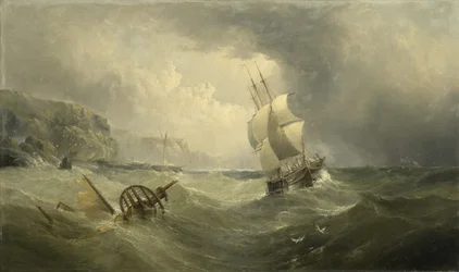Navires au large dans une mer orageuse, 1874