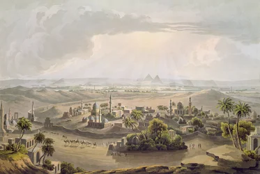 Les pyramides du Caire, gravées par Daniel Havell (1785-1826), 1809