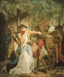 La famille colonisatrice attaquée par des sauvages, gravée par George Keating