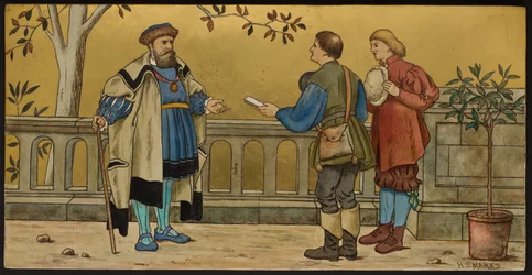 La Justice, plaque illustrant une illustration des Sept Âges de Shakespeare
