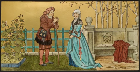 Le Pantalon, plaque illustrant une illustration des Sept Âges de Shakespeare