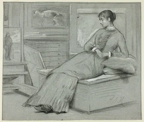 Femme se reposant sur une plate-forme
