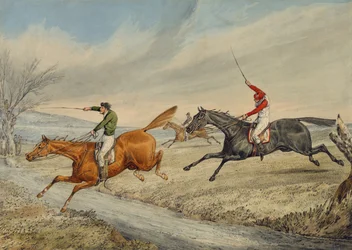 Steeplechasing: trois cavaliers franchissant un ruisseau