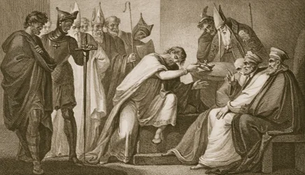 Édouard II abdiquant sa couronne, gravé par Schiavonelli, illustration de 