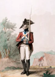 Soldat à pied, vers 1791 (gravure au pointillé)
