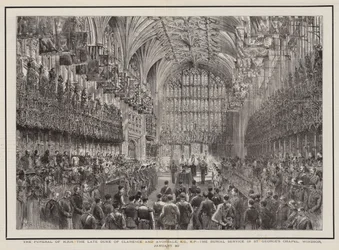 Les funérailles de SAR feu le duc de Clarence et Avondale, KG, KP, le service funèbre à la chapelle Saint-Georges, Windsor, 20 janvier