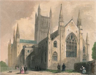 Cathédrale de Worcester, vue nord-ouest, 1836