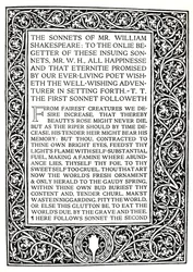 Riccardi Press : Page des Sonnets de Shakespeare, vers 1914