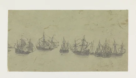 Frise avec des navires dans une rade