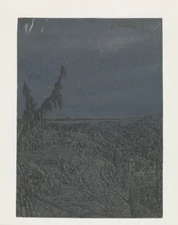 Paysage avec un plateau, une rivière au loin