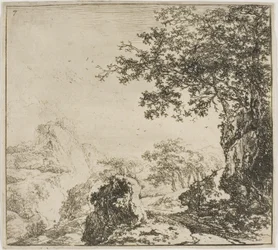 Paysage montagneux avec une route, de la série Ensemble de paysages