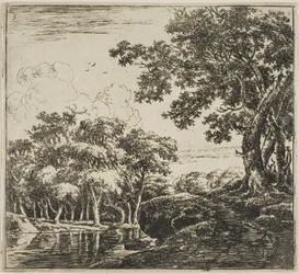 Trois grands arbres sur une colline, cinquième planche d