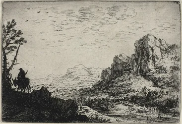 Un voyageur monté sur une mule, extrait de Six paysages