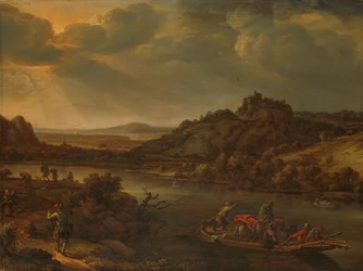 Vue de rivière avec ferry