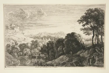Paysage avec coucher de soleil, de la série Paysages de collines