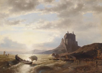 Paysage côtier avec pêcheurs