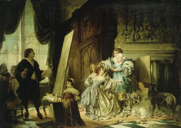 Van Dyck dans son atelier peignant un portrait de Charles, prince de Galles, fils de Charles Ier, 1876