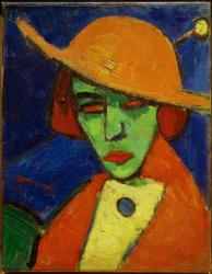 Femme verte avec chapeau jaune II