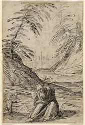 Paysage désertique avec un ermite (verso)