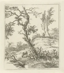 Paysage avec berger sur une colline