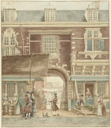 La Petite Porte des Poissons sur la Vijgendam avec vue sur le marché aux poissons