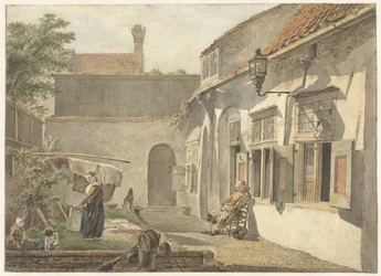 Petite cour avec des figures à Utrecht