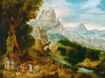 Paysage avec Saint Jean-Baptiste prêchant (huile sur bois de chêne)