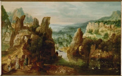 Paysage avec les apôtres sur le chemin d
