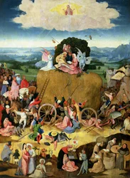 Le Chariot de foin : panneau central du triptyque, vers 1500
