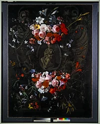 Cartouche avec des fleurs