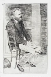 Manet assis, tourné vers la droite