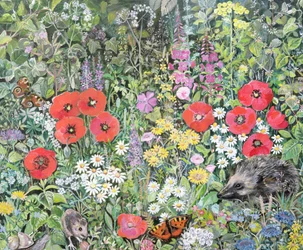 Hérisson parmi les fleurs