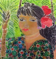 Dame avec Hibiscus