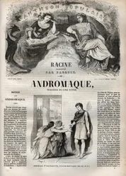 Andromaque tragédie en cinq actes - gravure dans « Œuvres de Jean Racine » illustrée par Pauquet et notice par Émile de La Bédollière - 1851