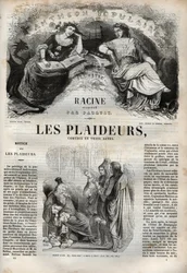 Les Plaideurs (1668) comédie en trois actes - gravure dans "Œuvres de Jean Racine" illustrée par Pauquet et notice par Émile de La Bédollière - 1851