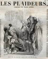 Les Plaideurs (1668) comédie en trois actes - gravure dans "Œuvres de Jean Racine" illustrée par Pauquet et notice par Emile de La Bédollière - 1851
