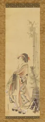 Jeune fille jouant au jeu de raquette et volant, 1615-1868.