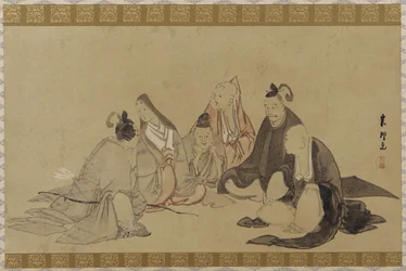 Les Six Poètes Immortels, Période Edo (encre et couleur sur papier)