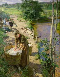 Lessive au bord de la rivière, Sandvika