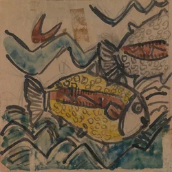 Design de poisson pour une assiette en céramique, vers 1930-1939