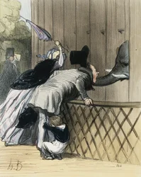 Une frayeur au Jardin des Plantes, de "Les Étrangers à Paris" par Honoré Daumier, Aubert et Compagnie, 1844