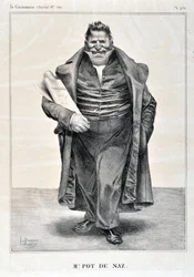 Œuvre de Honoré Daumier (1808-1879). Charivari date de 1833 : Série CÉLÉBRITÉS DE LA CARICATURE « M. Pot de Naz » MUSÉE DES BEAUX-ARTS - PALAIS LONGCHAMP, MARSEILLE