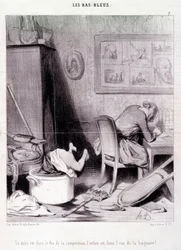 Caricature sur les femmes écrivains. Série 