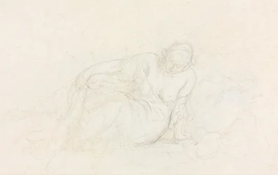 Femme allongée appuyée sur son bras, verso, 1855-1860
