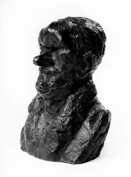 Les bustes chargés des Célébrités du Juste Milieu. Caricature par Auguste Ganneron (1792-1847), député et industriel. Le timide. Sculpture par Honoré Daumier (1808-1879) XIXe siècle. Inv L 48.4 Dim en cm H 18 x L 13 Musée des Beaux Arts, Palais Longchamp
